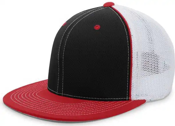 Pacific Headwear 4d5 d Series Trucker Flexfit Cap Black Red