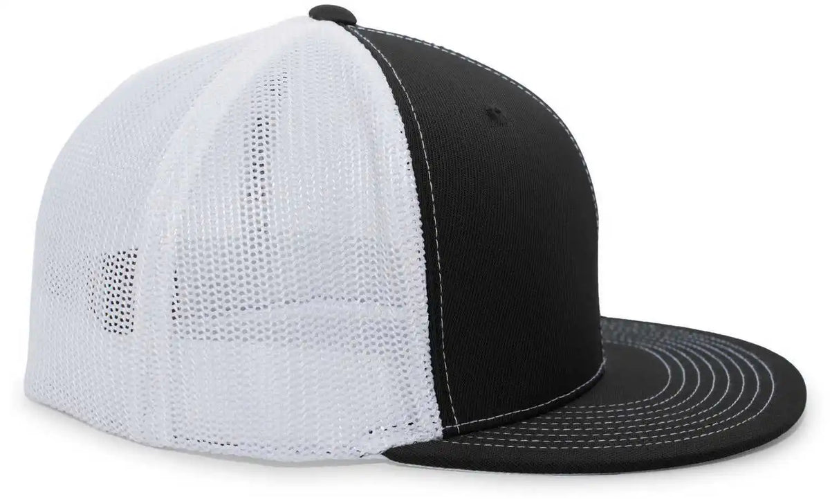 Pacific Headwear 4d5 d Series Trucker Flexfit Cap Black White