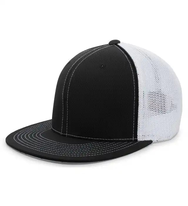 Pacific Headwear 4d5 d Series Trucker Flexfit Cap Black White