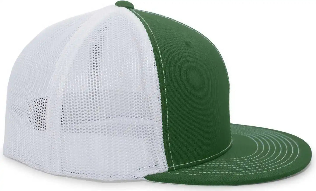 Pacific Headwear 4d5 d Series Trucker Flexfit Cap Dark Green White