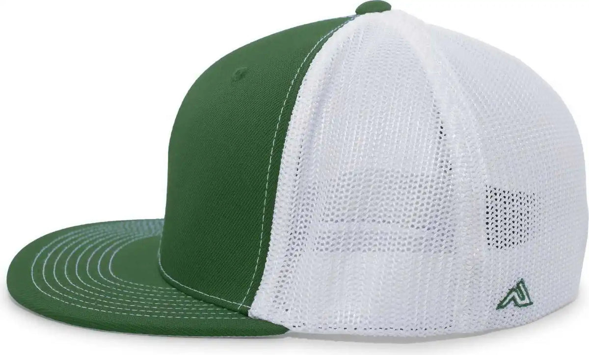 Pacific Headwear 4d5 d Series Trucker Flexfit Cap Dark Green White
