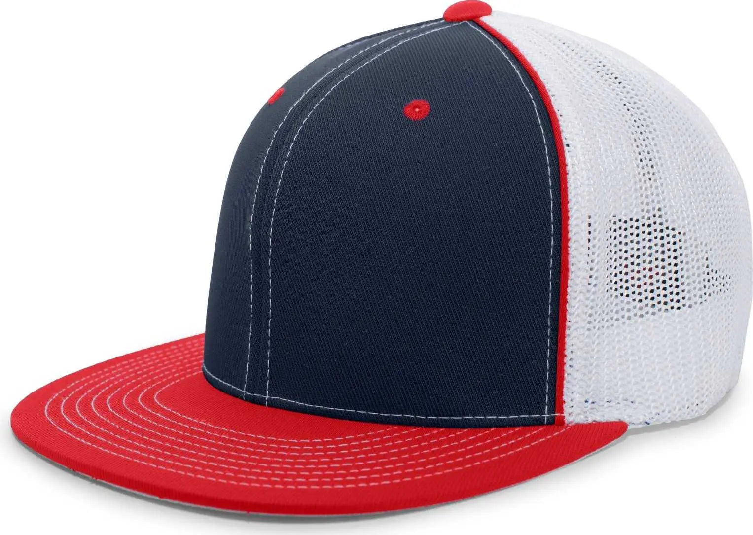 Pacific Headwear 4d5 D-series Trucker Flexfit Cap - Navy Red