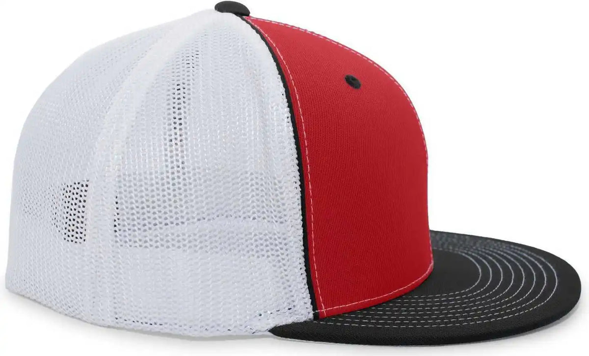 Pacific Headwear 4d5 d Series Trucker Flexfit Cap Red Black