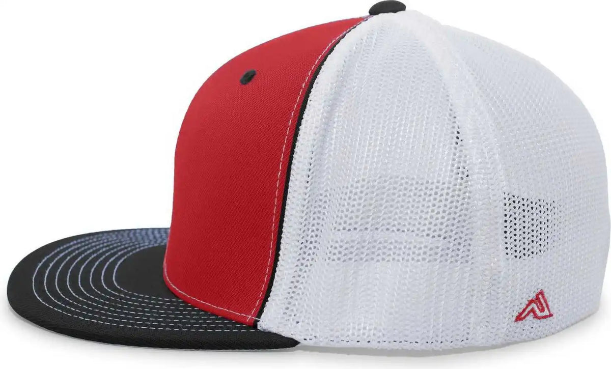 Pacific Headwear 4d5 d Series Trucker Flexfit Cap Red Black