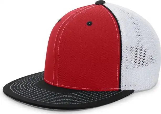 Pacific Headwear 4d5 d Series Trucker Flexfit Cap Red Black