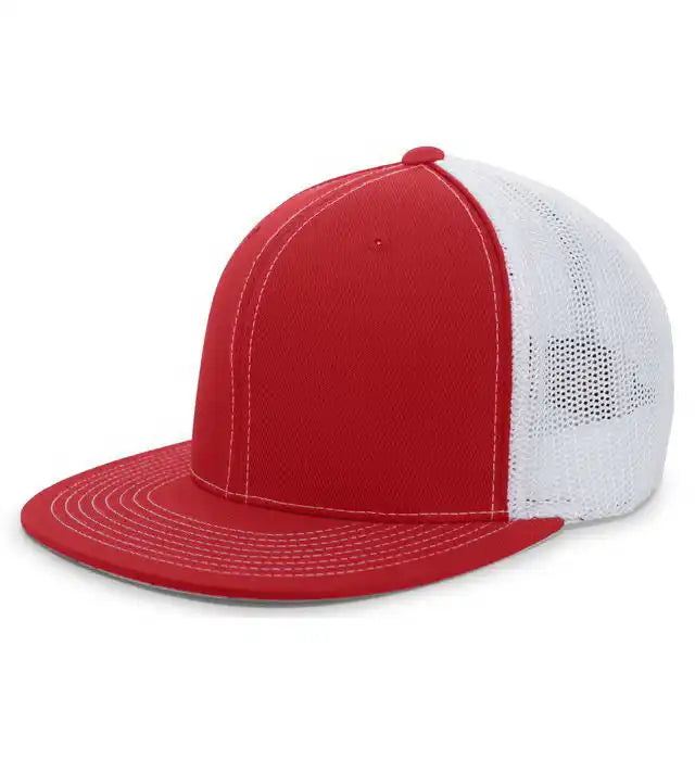 Pacific Headwear 4d5 D-series Trucker Flexfit Cap - Red White
