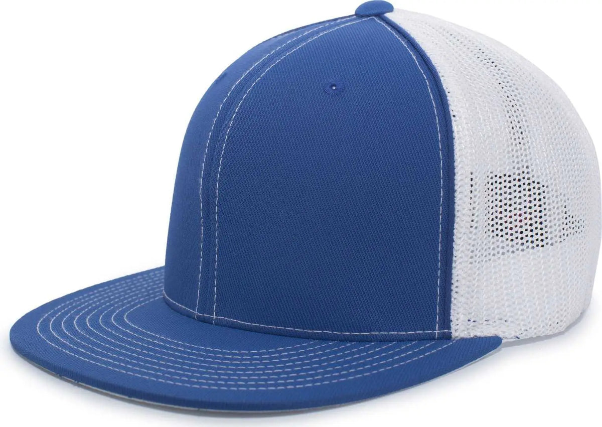 Pacific Headwear 4d5 D-series Trucker Flexfit Cap - Royal White