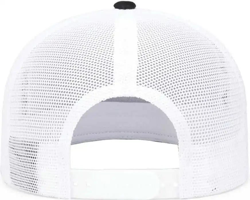 Pacific Headwear 4d7 d Series 5 Panel Trucker Snapback Cap Black White / 7’’ 7 7/8’’