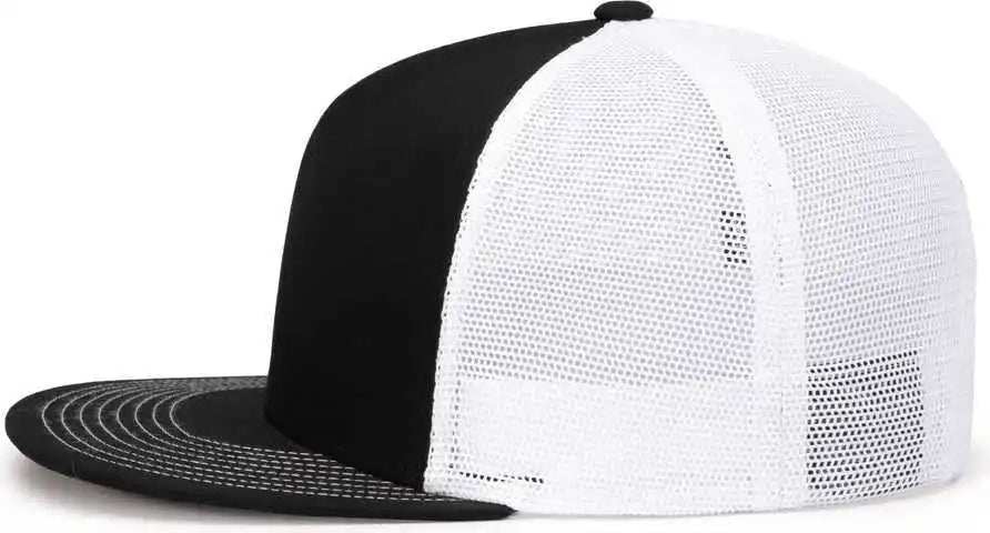Pacific Headwear 4d7 d Series 5 Panel Trucker Snapback Cap Black White / 7’’ 7 7/8’’