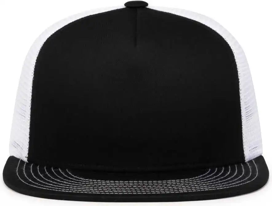 Pacific Headwear 4d7 d Series 5 Panel Trucker Snapback Cap Black White / 7’’ 7 7/8’’