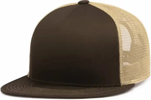 Pacific Headwear 4d7 D-series 5-panel Trucker Snapback Cap - Brown Khaki - 7’’ - 7 7/8’’