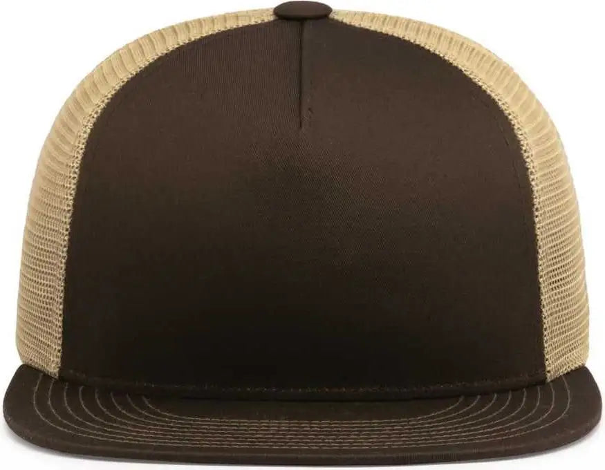 Pacific Headwear 4d7 D-series 5-panel Trucker Snapback Cap - Brown Khaki - 7’’ - 7 7/8’’
