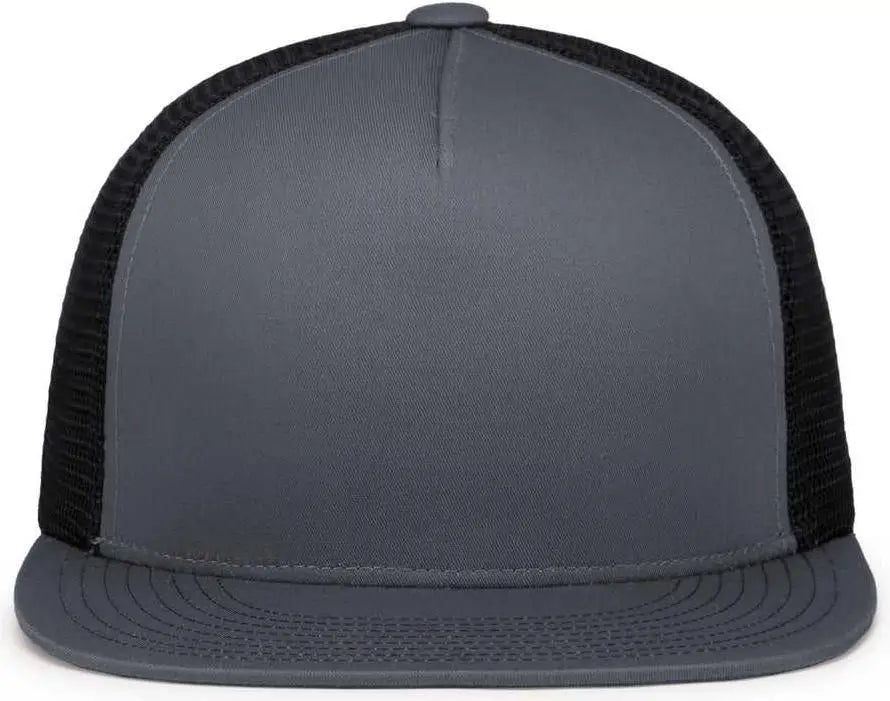 Pacific Headwear 4d7 D-series 5-panel Trucker Snapback Cap - Graphite Black - 7’’ - 7 7/8’’