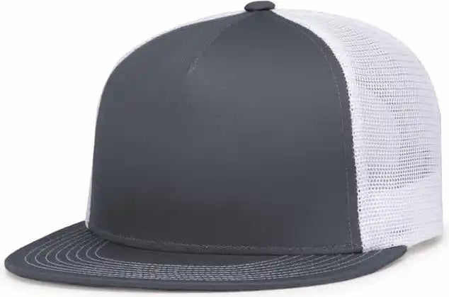 Pacific Headwear 4d7 d Series 5 Panel Trucker Snapback Cap Graphite White / 7’’ 7 7/8’’