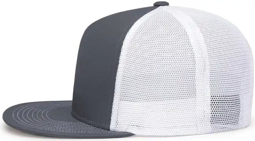Pacific Headwear 4d7 d Series 5 Panel Trucker Snapback Cap Graphite White / 7’’ 7 7/8’’
