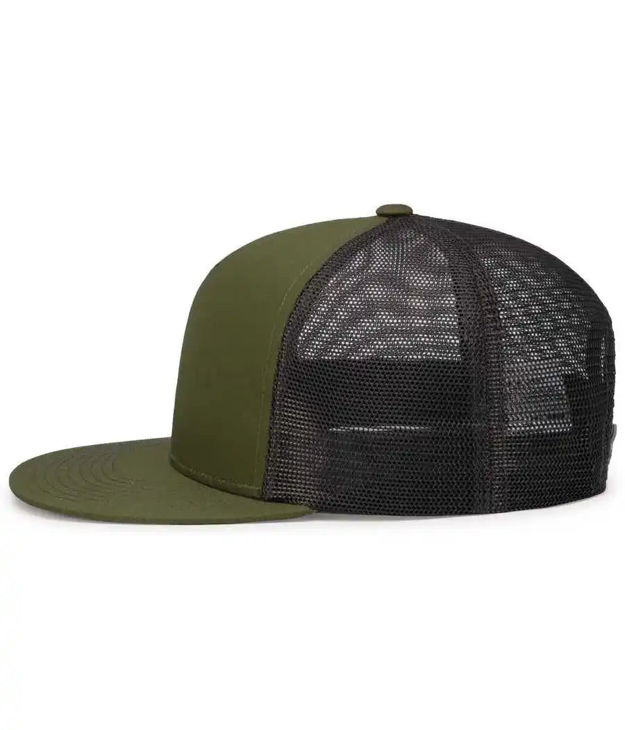Pacific Headwear 4d7 D-series 5-panel Trucker Snapback Cap - Moss Lt Charcoal - 7’’ - 7 7/8’’