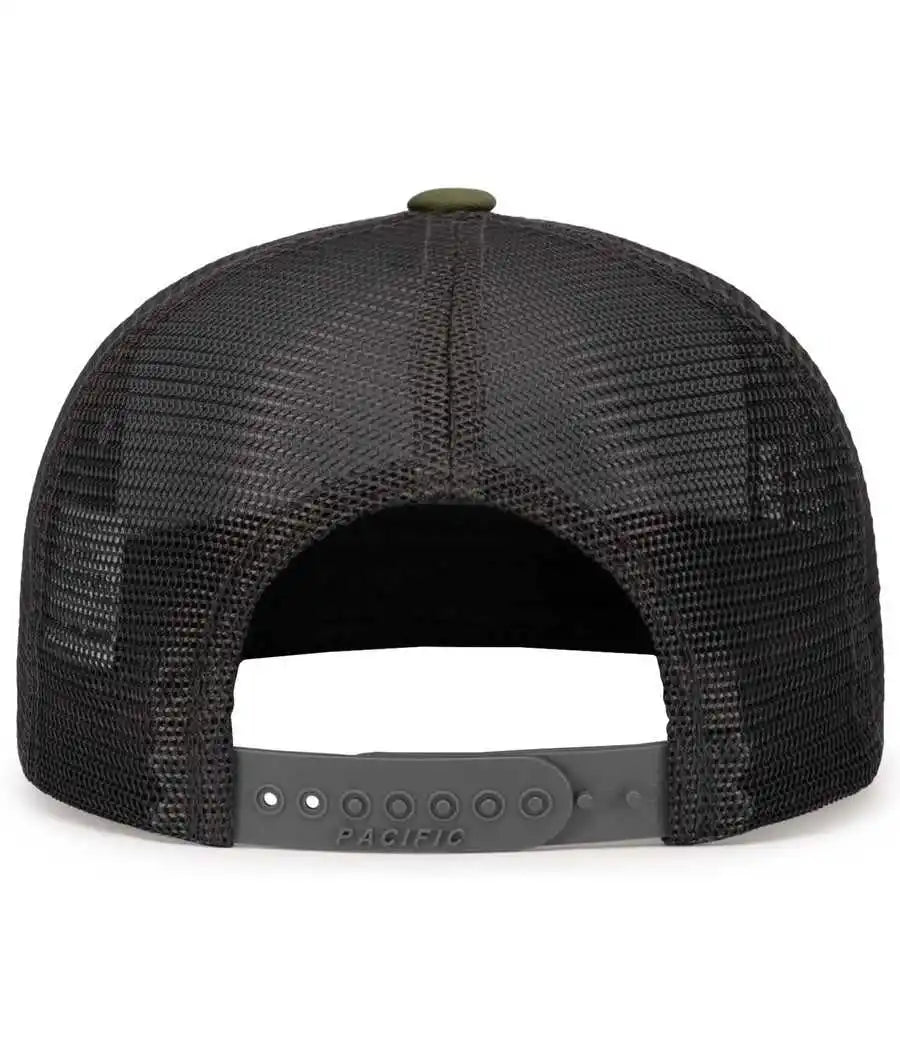 Pacific Headwear 4d7 D-series 5-panel Trucker Snapback Cap - Moss Lt Charcoal - 7’’ - 7 7/8’’