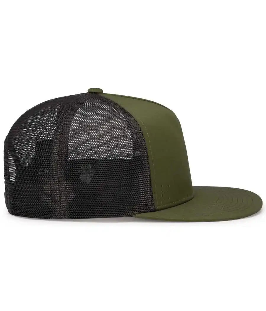 Pacific Headwear 4d7 D-series 5-panel Trucker Snapback Cap - Moss Lt Charcoal - 7’’ - 7 7/8’’