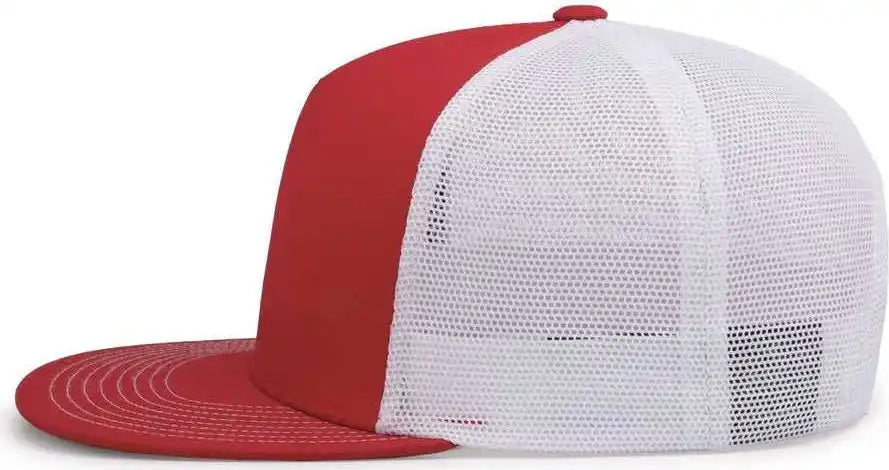 Pacific Headwear 4d7 D-series 5-panel Trucker Snapback Cap - Red White - 7’’ - 7 7/8’’