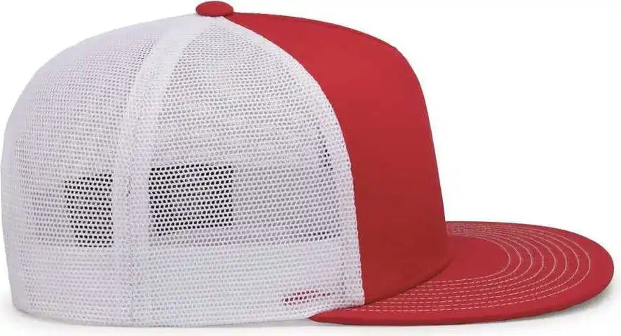 Pacific Headwear 4d7 D-series 5-panel Trucker Snapback Cap - Red White - 7’’ - 7 7/8’’