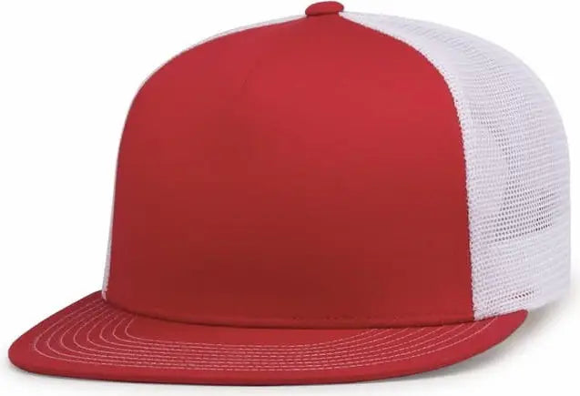 Pacific Headwear 4d7 D-series 5-panel Trucker Snapback Cap - Red White - 7’’ - 7 7/8’’