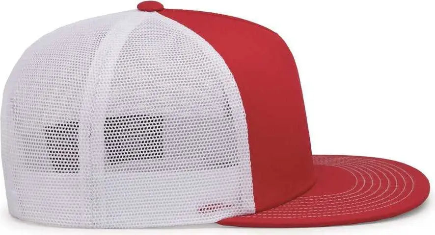 Pacific Headwear 4d7 D-series 5-panel Trucker Snapback Cap - Red White - 7’’ - 7 7/8’’