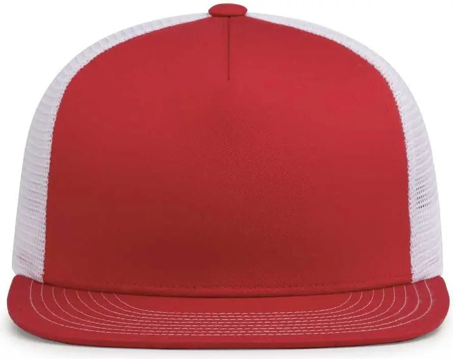 Pacific Headwear 4d7 D-series 5-panel Trucker Snapback Cap - Red White - 7’’ - 7 7/8’’