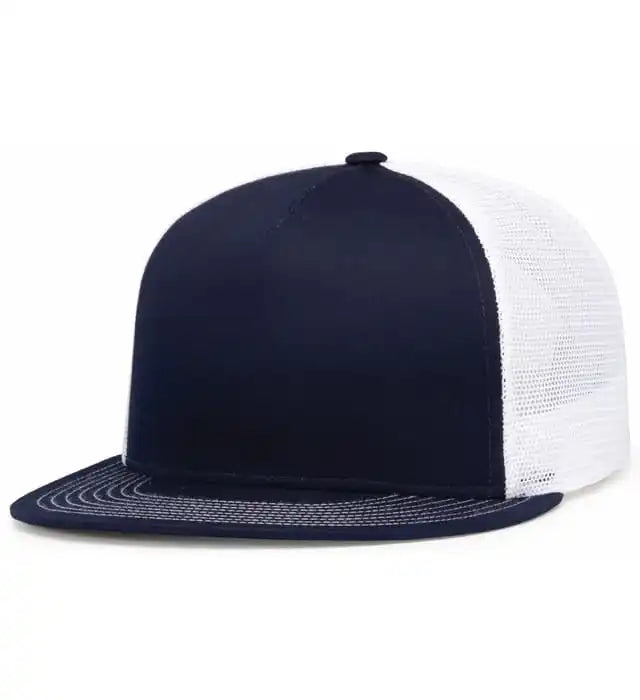 Pacific Headwear 4d7 D-series 5-panel Trucker Snapback Cap - True Navy White - 7’’ - 7 7/8’’