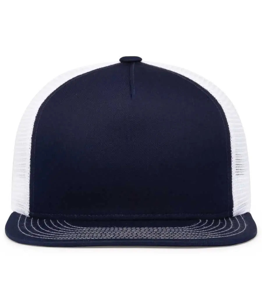 Pacific Headwear 4d7 D-series 5-panel Trucker Snapback Cap - True Navy White - 7’’ - 7 7/8’’