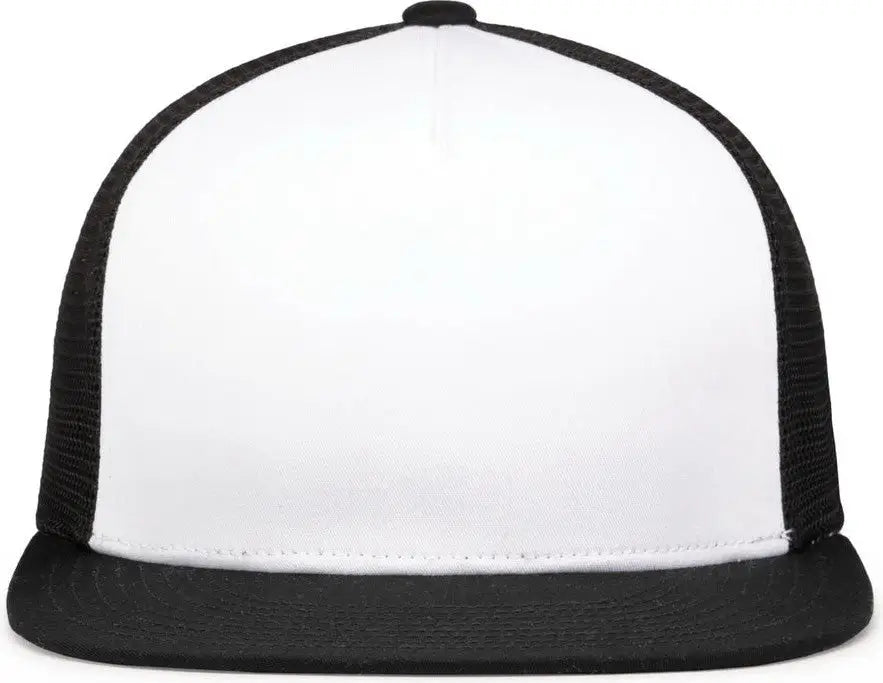 Pacific Headwear 4d7 D-series 5-panel Trucker Snapback Cap - White Black - 7’’ - 7 7/8’’