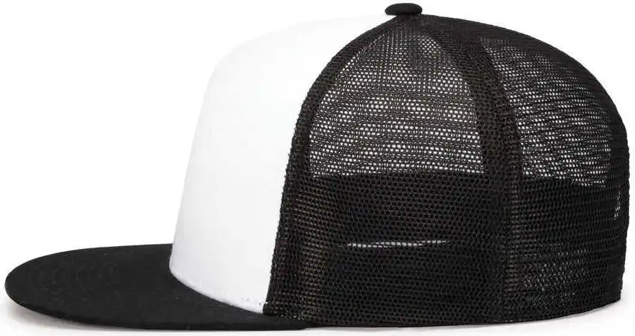 Pacific Headwear 4d7 d Series 5 Panel Trucker Snapback Cap White Black / 7’’ 7 7/8’’