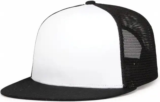 Pacific Headwear 4d7 d Series 5 Panel Trucker Snapback Cap White Black / 7’’ 7 7/8’’