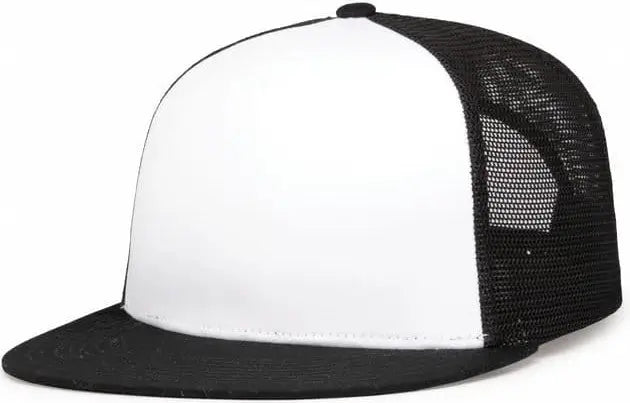 Pacific Headwear 4d7 D-series 5-panel Trucker Snapback Cap - White Black - 7’’ - 7 7/8’’