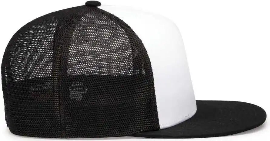 Pacific Headwear 4d7 d Series 5 Panel Trucker Snapback Cap White Black / 7’’ 7 7/8’’
