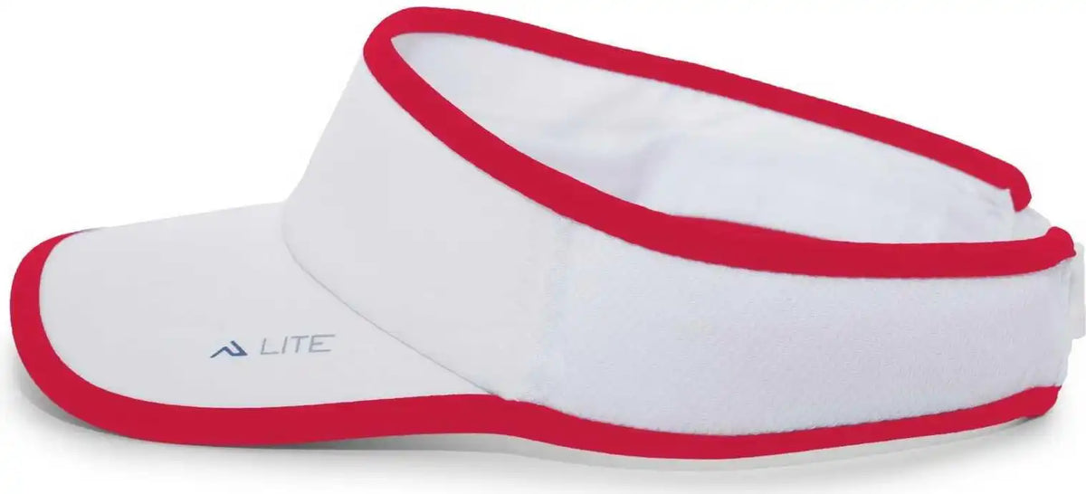 Pacific Headwear 510v Lite Series All Sport Active Visor White Red / 7’’ 7 7/8’’