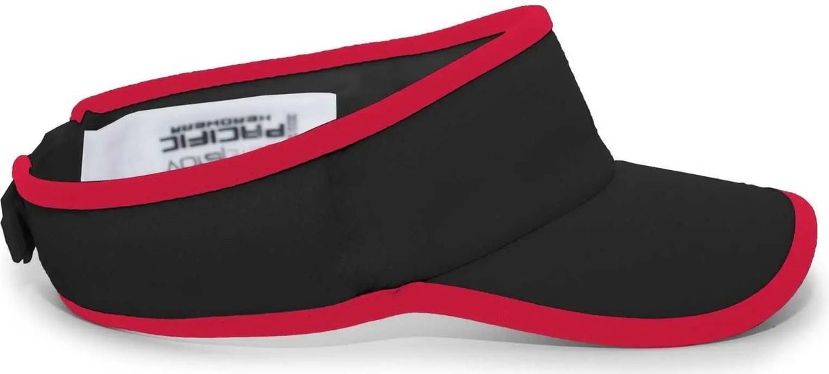 Pacific Headwear 510v Performance Hook-and-loop Visor - Black Red - 7’’ - 7 7/8’’