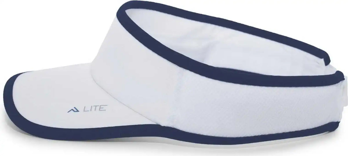 Pacific Headwear 510v Performance Hook and Loop Visor White Navy / 7’’ 7 7/8’’