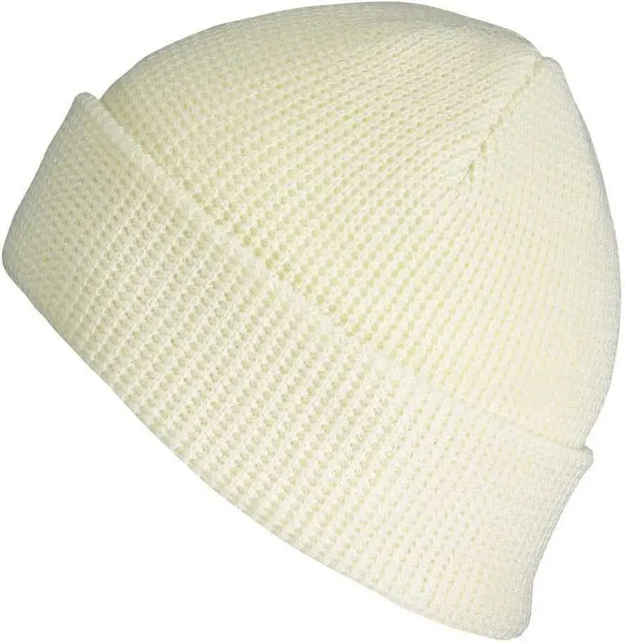 Pacific Headwear 627k Waffle Knit Cuff Beanie - Cream - 7’’ - 7 7/8’’