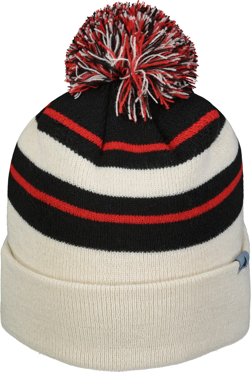 Pacific Headwear 641k Knit Fold Over Pom-pom Beanie - Oat Black Red - Os