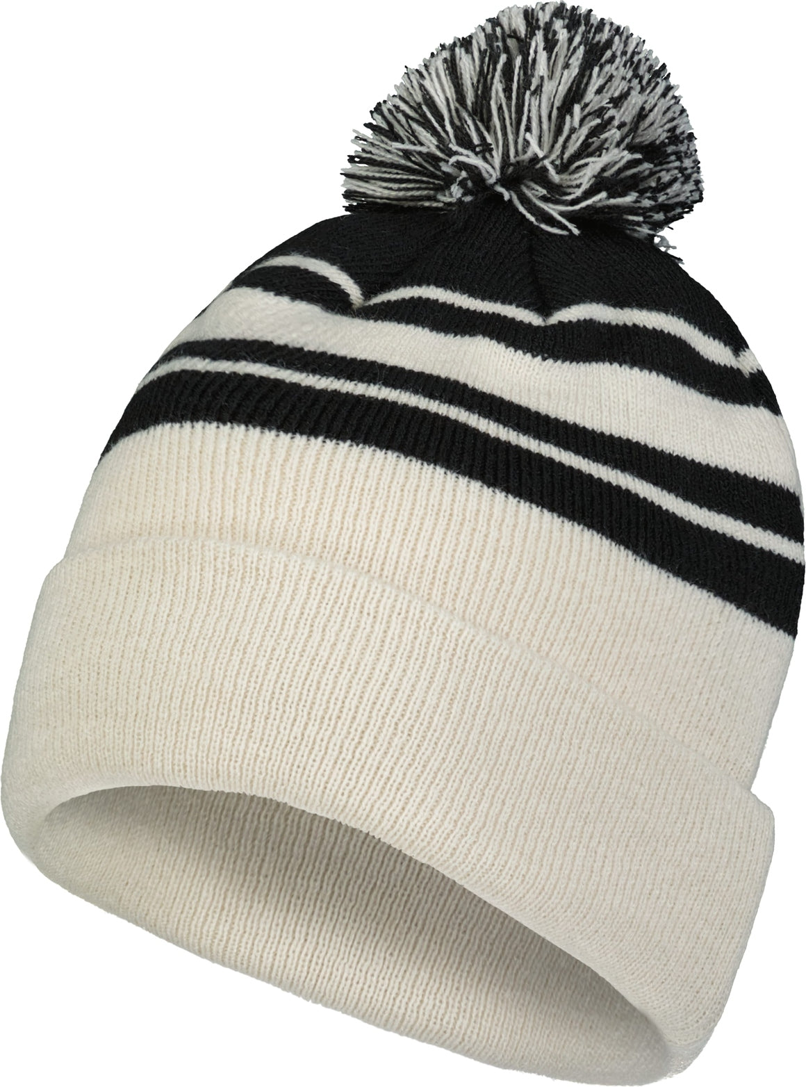 Pacific Headwear 641k Knit Fold Over Pom-pom Beanie - Oat Black