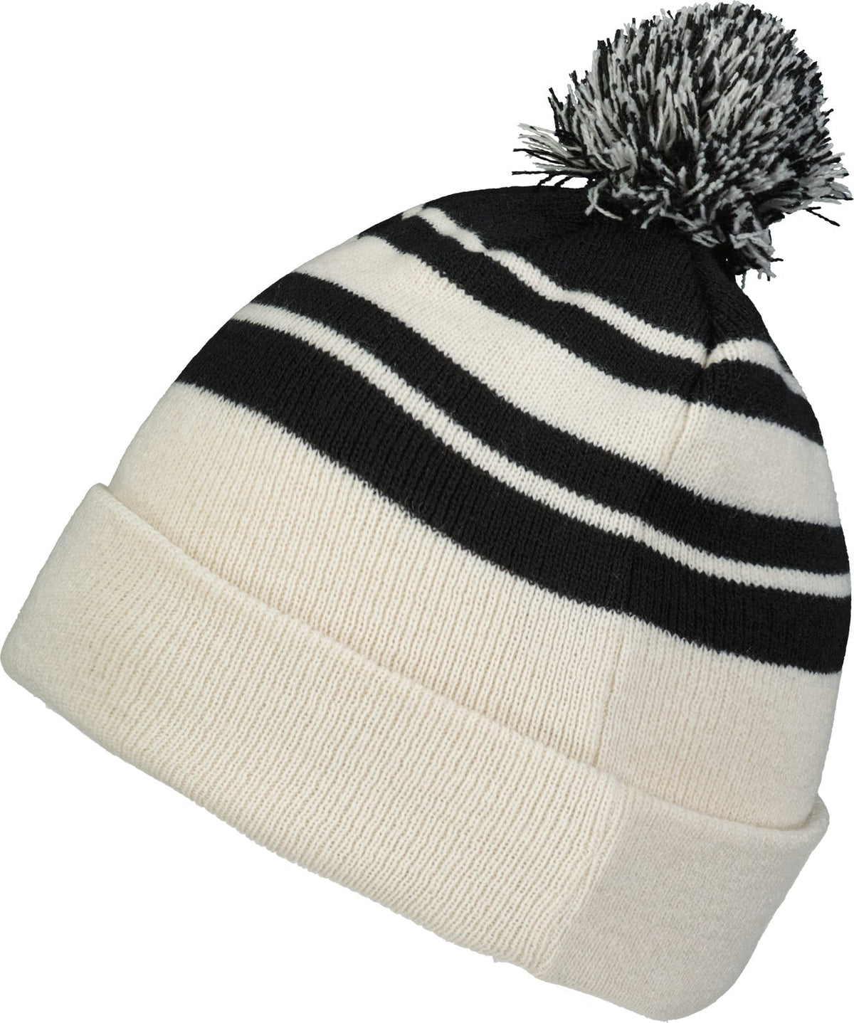 Pacific Headwear 641k Knit Fold Over Pom-pom Beanie - Oat Black