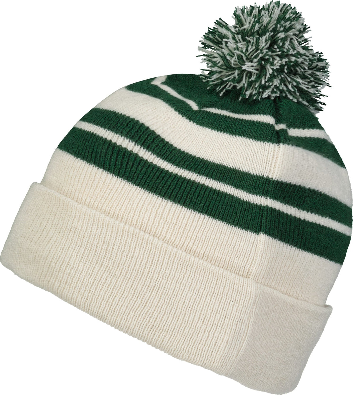Pacific Headwear 641k Knit Fold Over Pom-pom Beanie - Oat Dark Green - Forest / Os