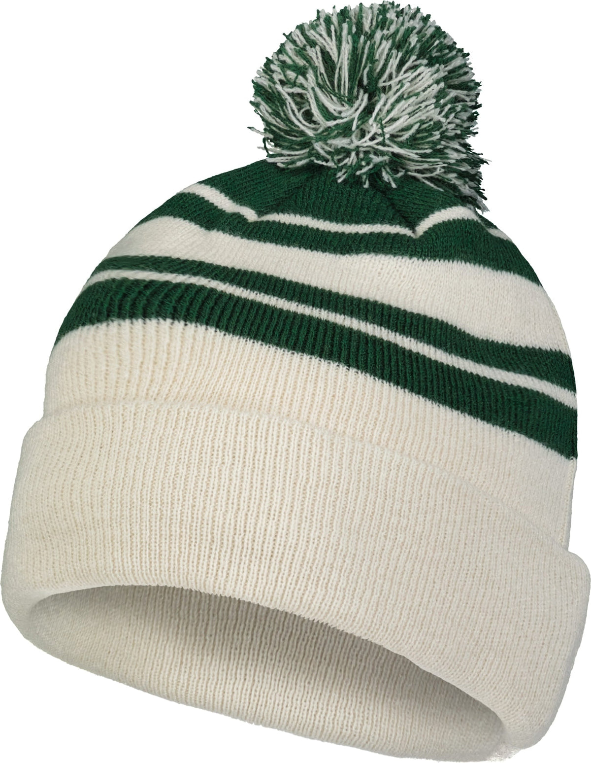 Pacific Headwear 641k Knit Fold Over Pom-pom Beanie - Oat Dark Green - Forest / Os