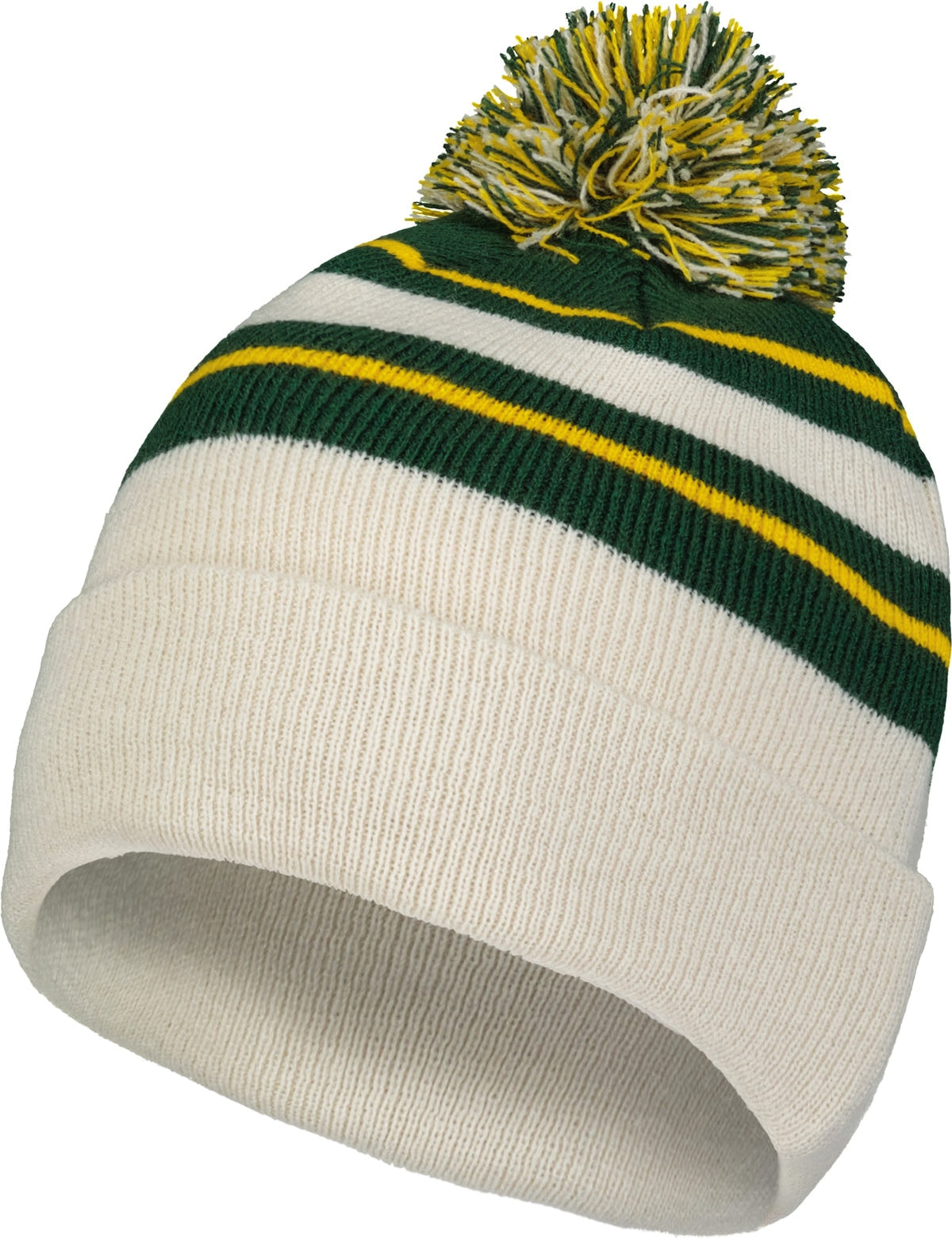 Pacific Headwear 641k Knit Fold Over Pom-pom Beanie - Oat Dark Green Gold - Forest / Os