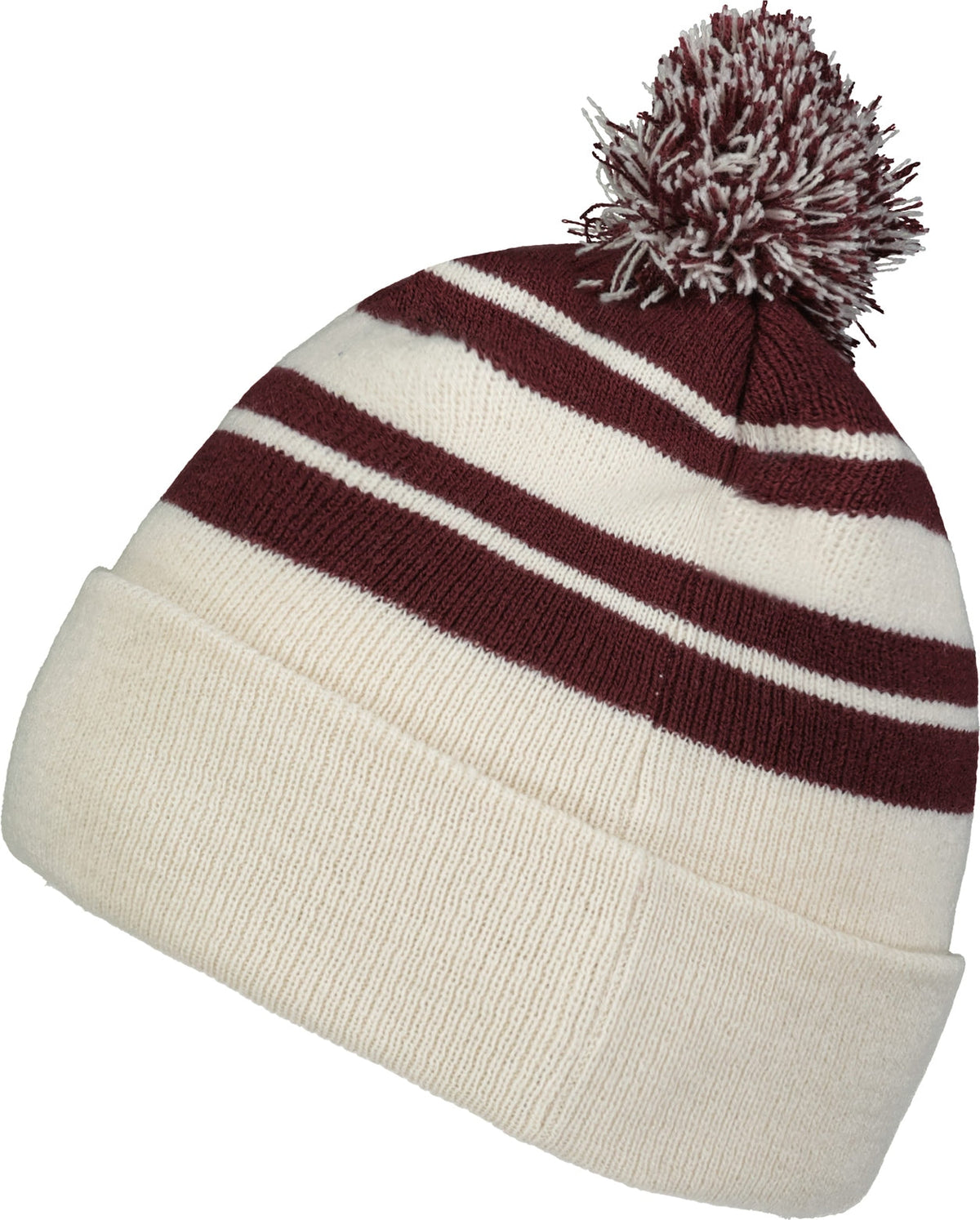 Pacific Headwear 641k Knit Fold Over Pom-pom Beanie - Oat Maroon - Os