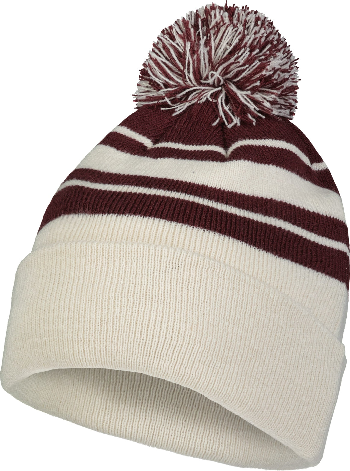 Pacific Headwear 641k Knit Fold Over Pom-pom Beanie - Oat Maroon - Os