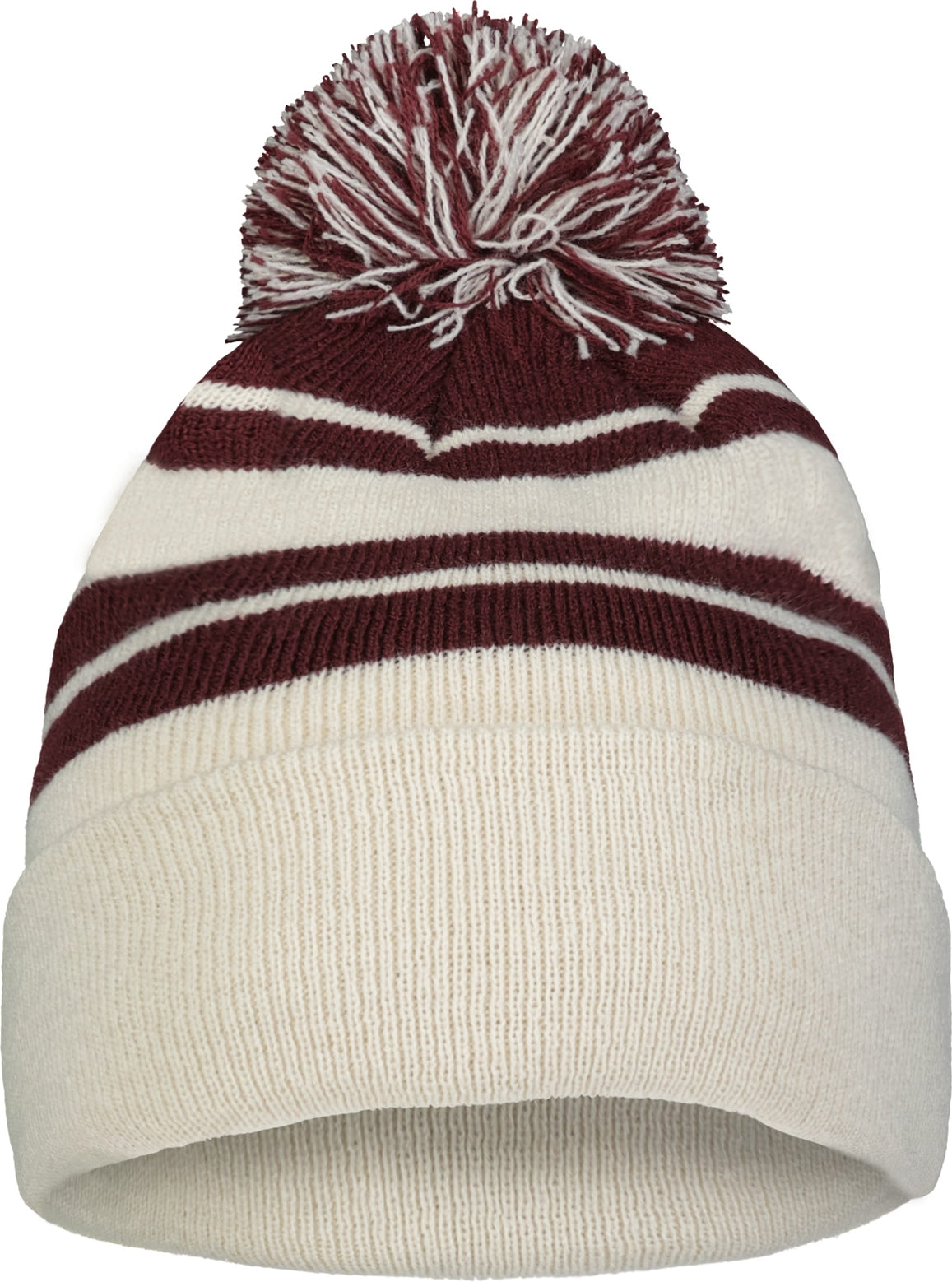 Pacific Headwear 641k Knit Fold Over Pom-pom Beanie - Oat Maroon - Os
