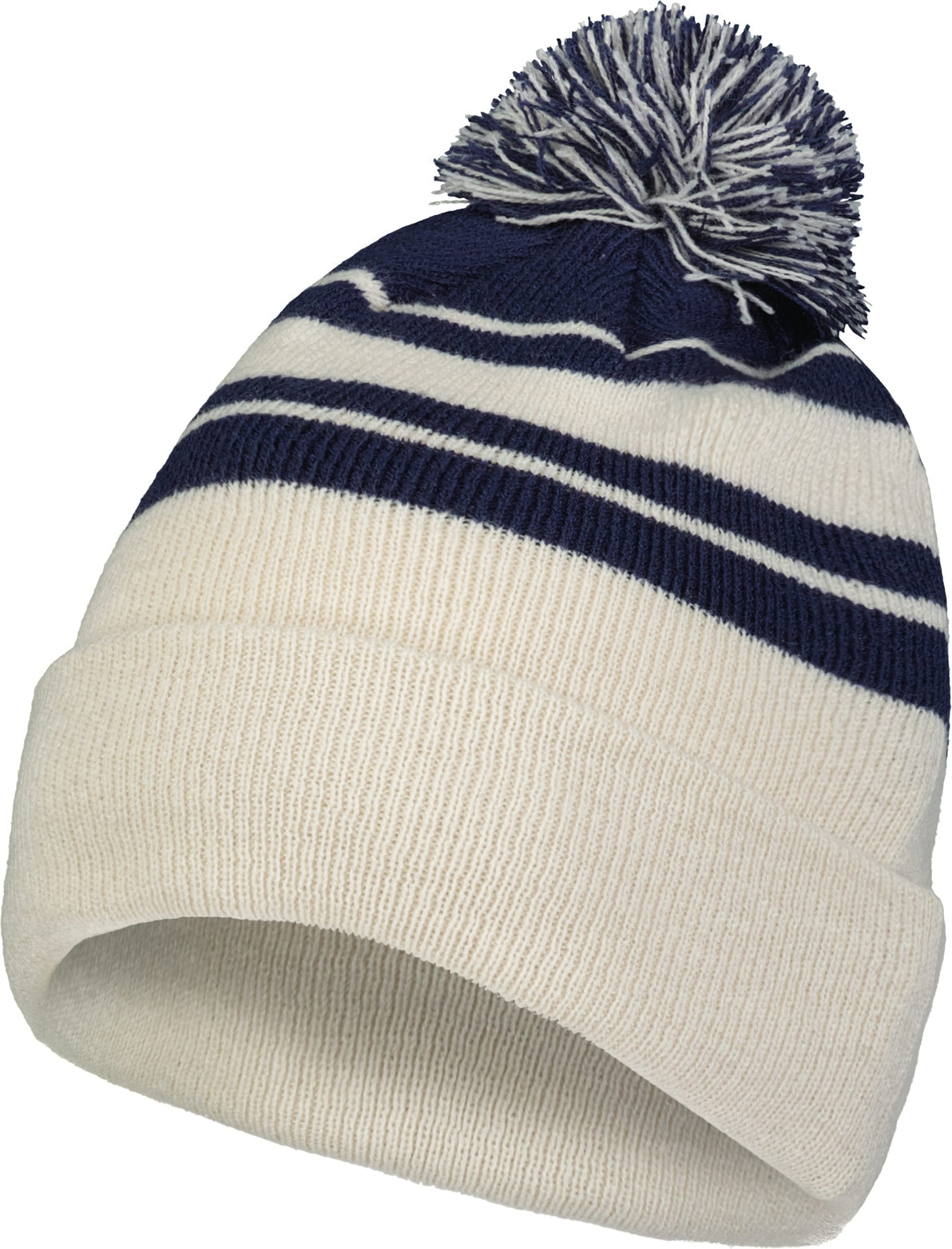 Pacific Headwear 641k Knit Fold Over Pom-pom Beanie - Oat Navy