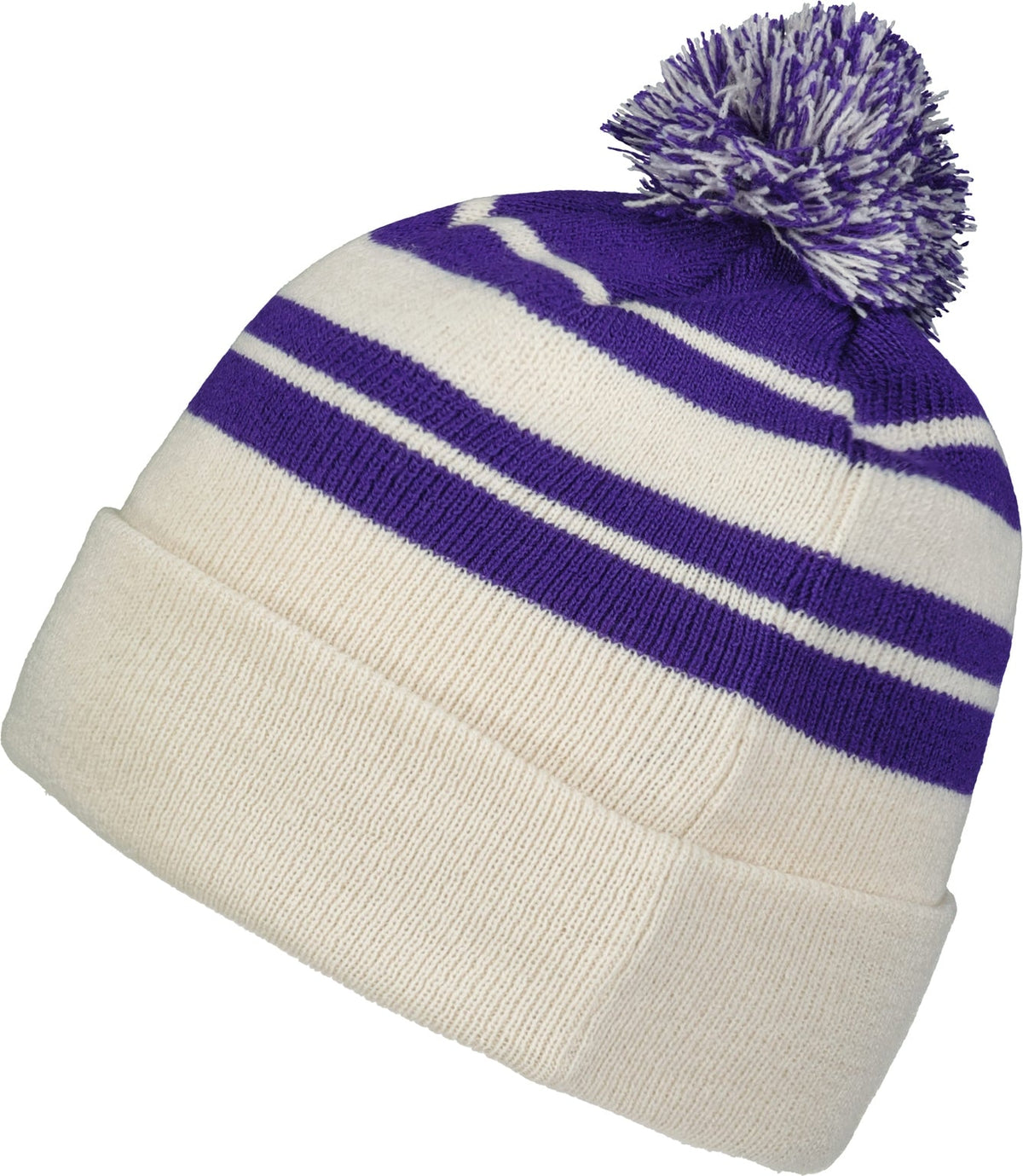 Pacific Headwear 641k Knit Fold Over Pom-pom Beanie - Oat Purple - Os