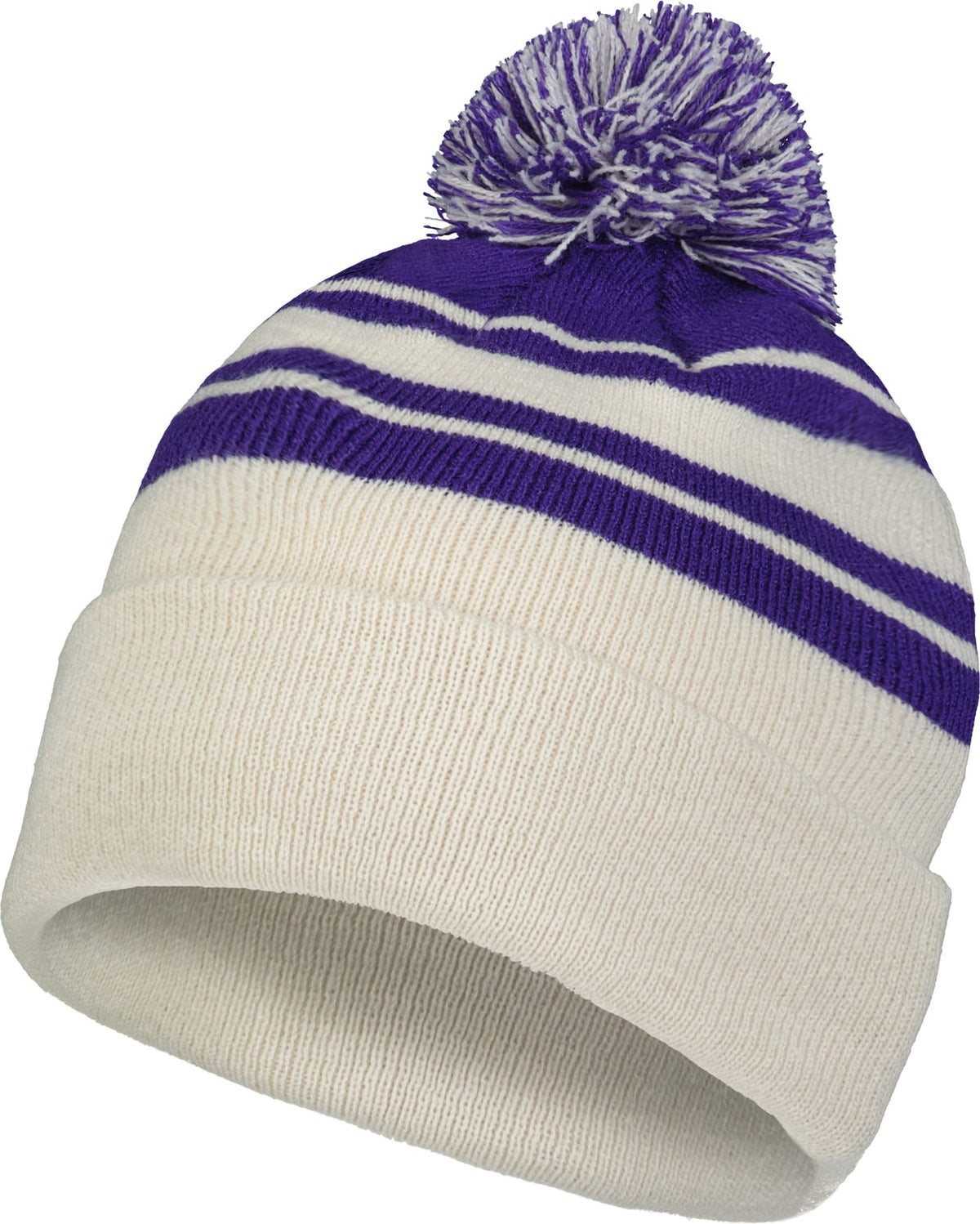 Pacific Headwear 641k Knit Fold Over Pom-pom Beanie - Oat Purple - Os